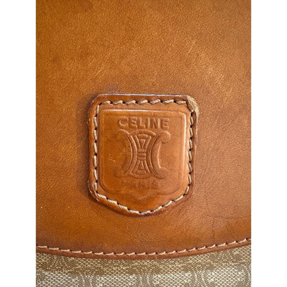 CELINE Vintage Triomphe Monogram Canvas Leather Saddle Crossbody Bag - Picture 11 of 14